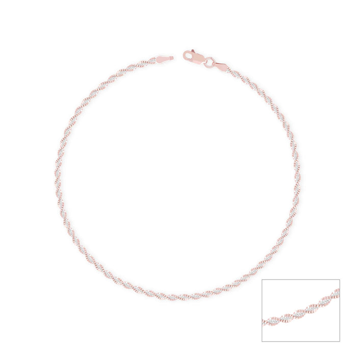 Elegant Twisted Silver Anklet