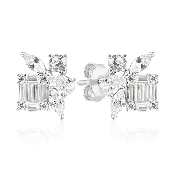 Emerald-Cut Floral Studs