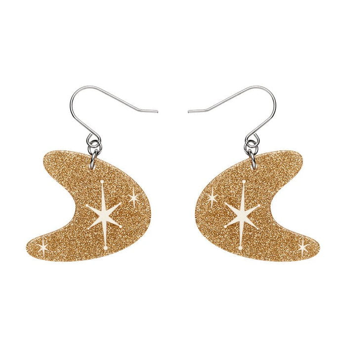 Erstwilder - Atomic Boomerang Glitter Drop Earrings - Gold