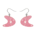 Erstwilder - Atomic Boomerang Glitter Drop Earrings - Pink