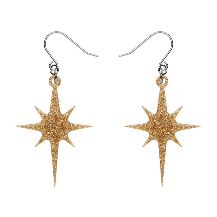 Erstwilder - Atomic Star Glitter Drop Earrings - Gold