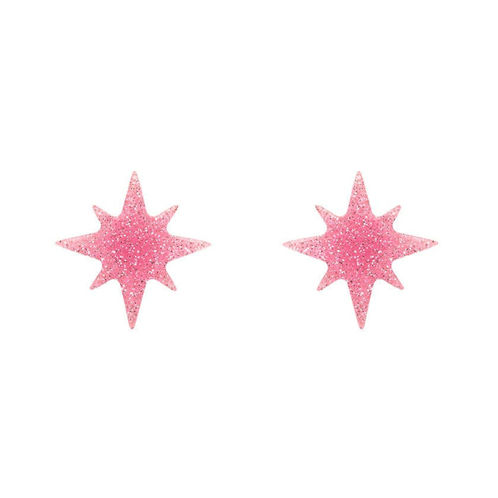 Erstwilder - Atomic Star Glitter Stud Earrings - Pink