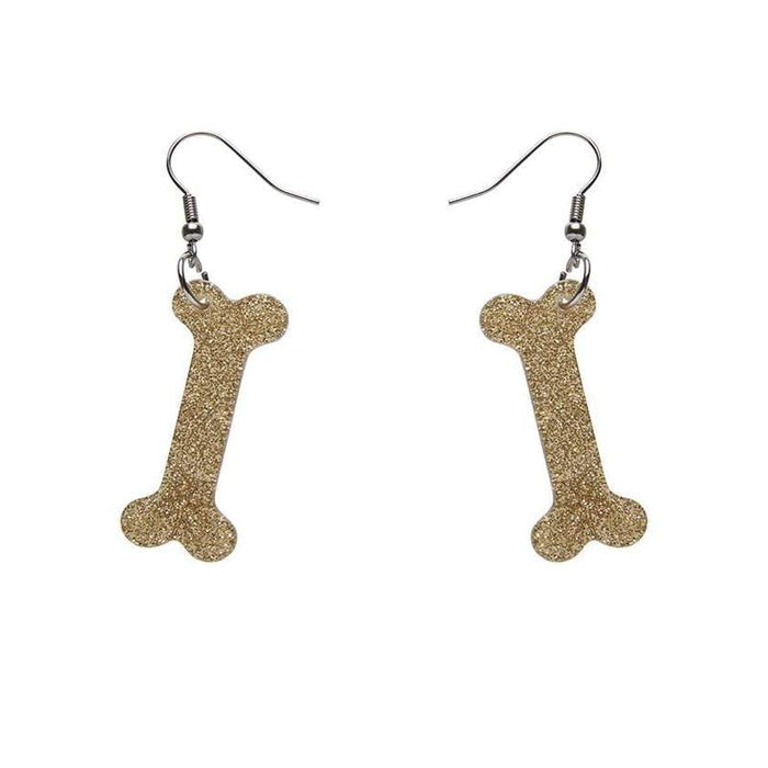 Erstwilder - Bones Glitter Resin Drop Earrings - Gold
