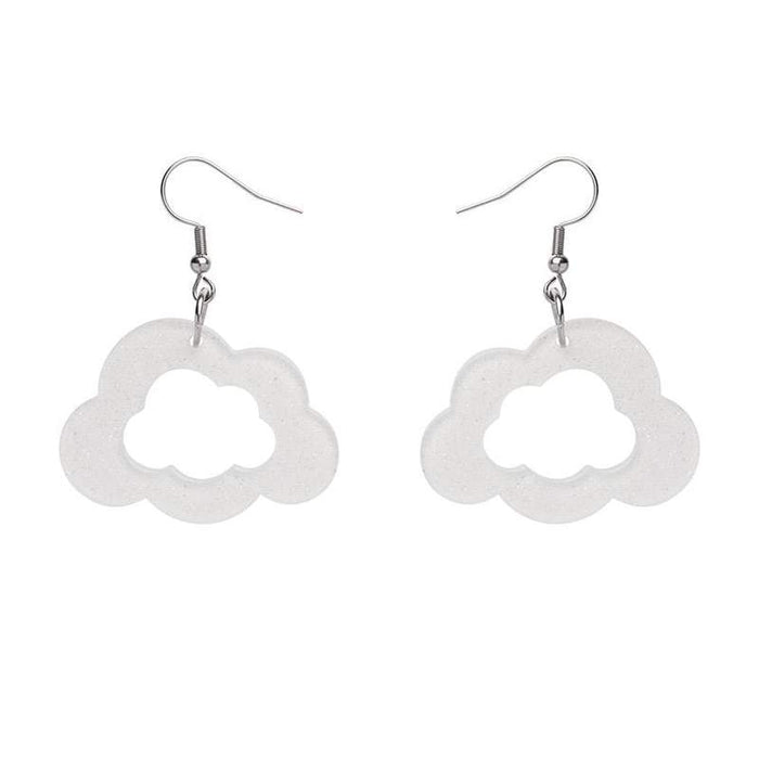 Erstwilder - Cloud Glitter Resin Drop Earrings - White