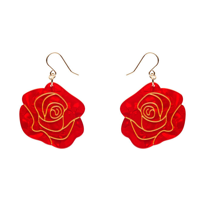 Erstwilder - Eternal Rose Drop Earrings - Red