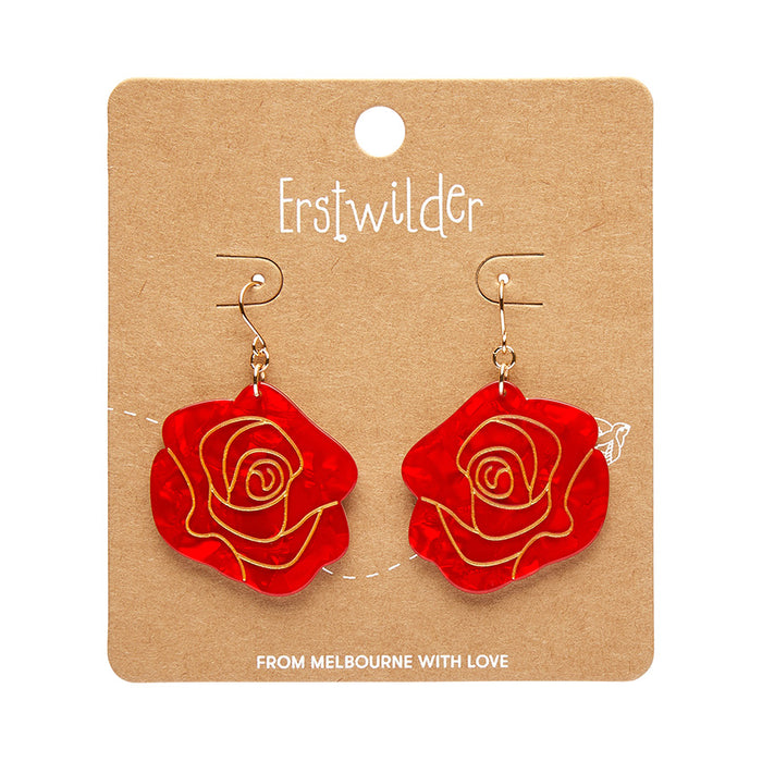 Erstwilder - Eternal Rose Drop Earrings - Red
