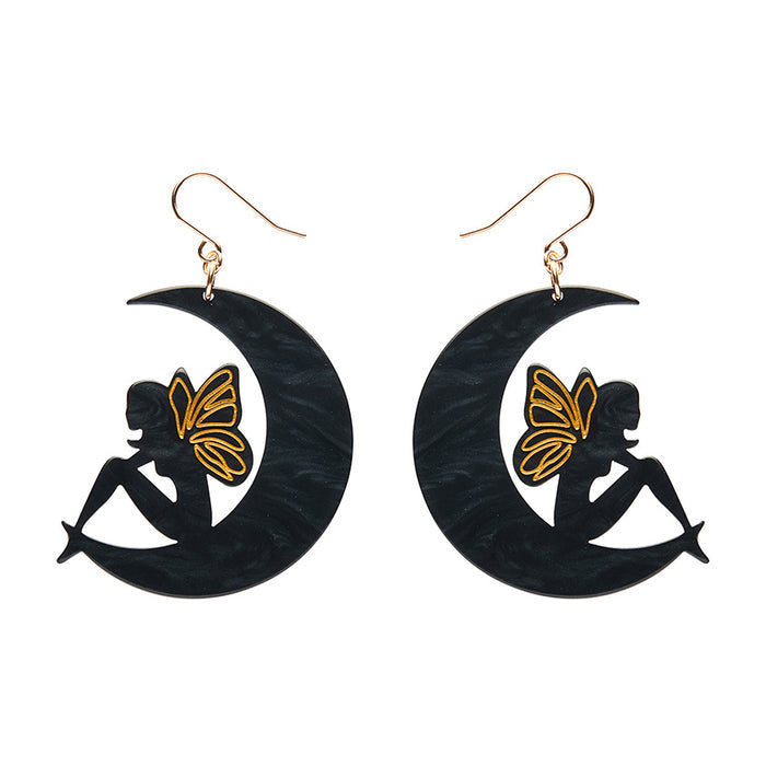 Erstwilder - Fairy Moon Drop Essential Earrings - Black