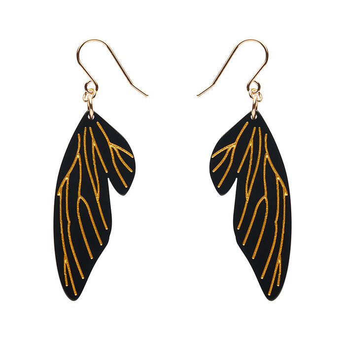 Erstwilder - Fairy Wing Drop Essential Earrings - Black