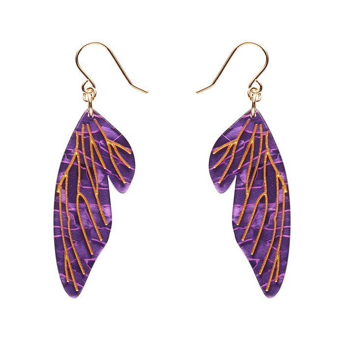 Erstwilder - Fairy Wing Drop Essential Earrings - Purple