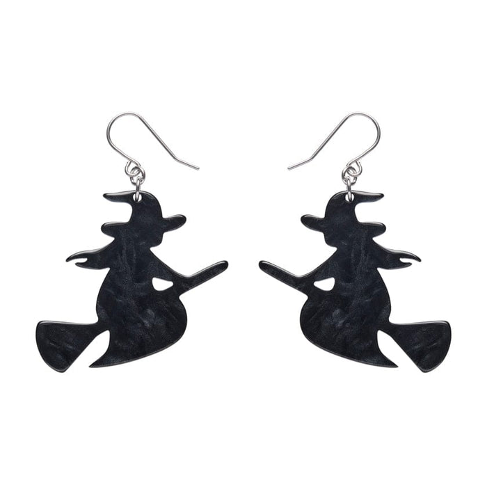 Erstwilder - Flying Witch Drop Earrings - Black - Haunted at Heart (2025)