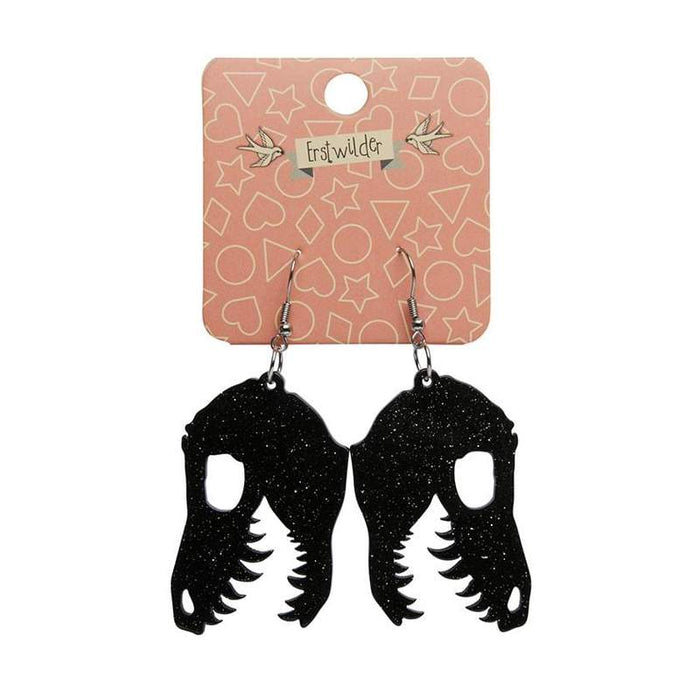 Erstwilder - Fossil Glitter Resin Drop Earrings - Black