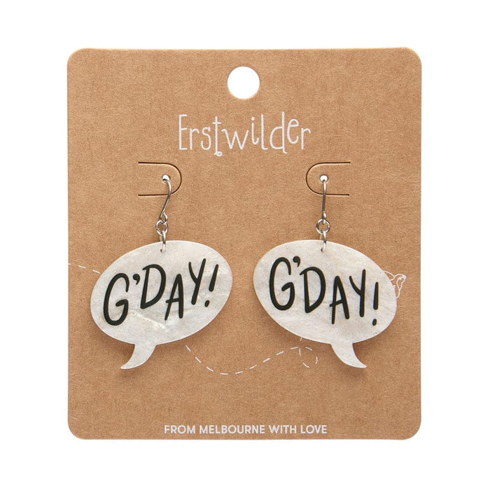 Erstwilder - G'DAY Drop Earrings - White  - Australiana (2025)