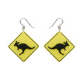 Erstwilder - Kangaroo Sign Drop Earrings - Yellow -  (Australiana 2025)