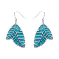Erstwilder - Leaf Textured Emerald Resin Drop Earrings - Silver