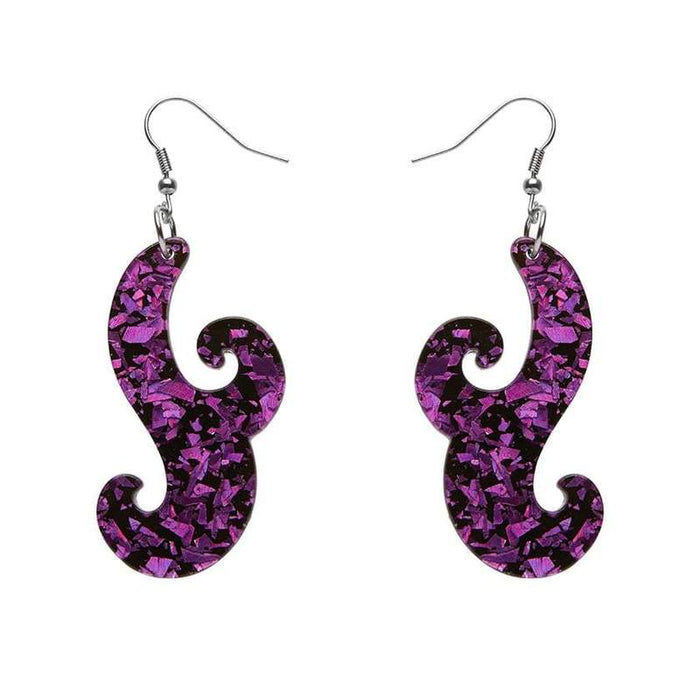 Erstwilder - Nouveau Chunky Glitter Resin Drop Earrings - Purple