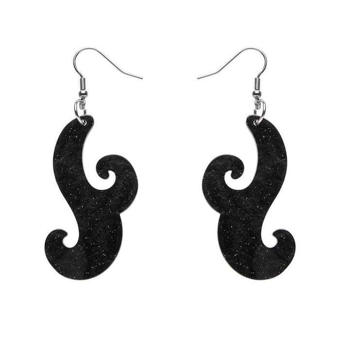 Erstwilder -  Nouveau Ripple Glitter Resin Drop Earrings - Black