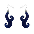 Erstwilder - Nouveau Ripple Glitter Resin Drop Earrings - Dark Blue