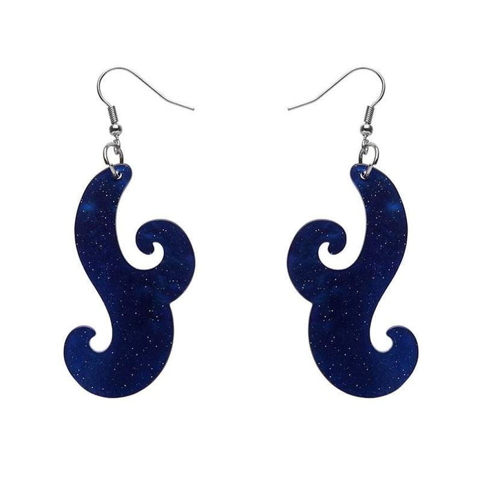 Erstwilder - Nouveau Ripple Glitter Resin Drop Earrings - Dark Blue