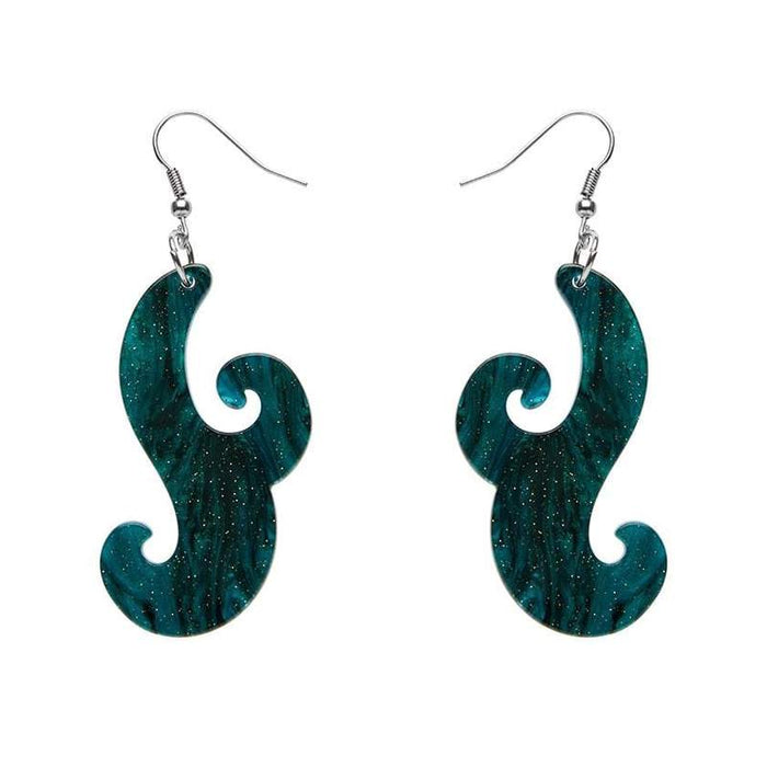 Erstwilder - Nouveau Ripple Glitter Resin Drop Earrings - Emerald