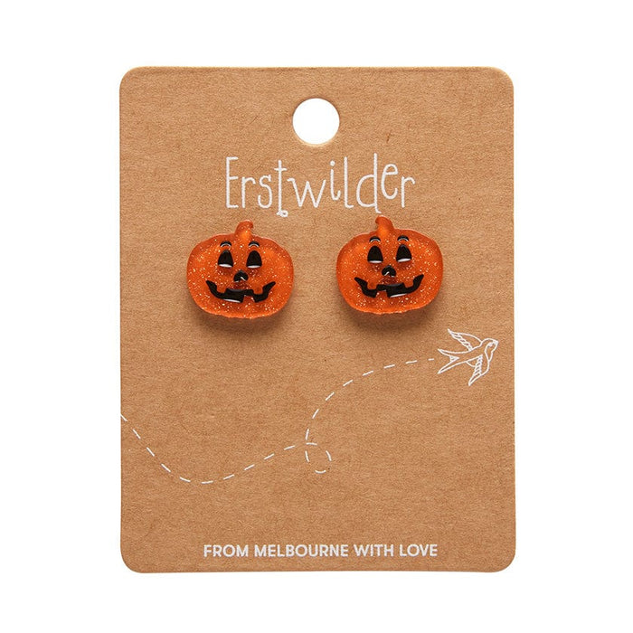 Erstwilder - Pumpkin Glitter Stud Earrings - Orange