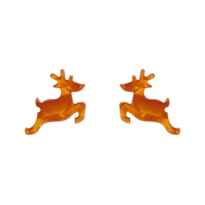 Erstwilder - Reindeer Glitter Stripe Stud Earrings - Orange