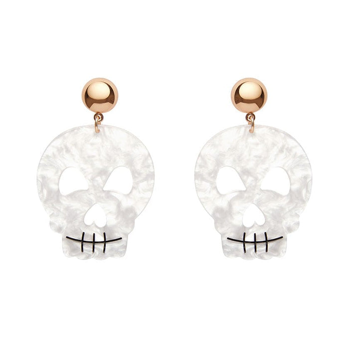 Erstwilder - Skull Ripple Statement Earrings - White