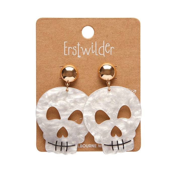 Erstwilder - Skull Ripple Statement Earrings - White