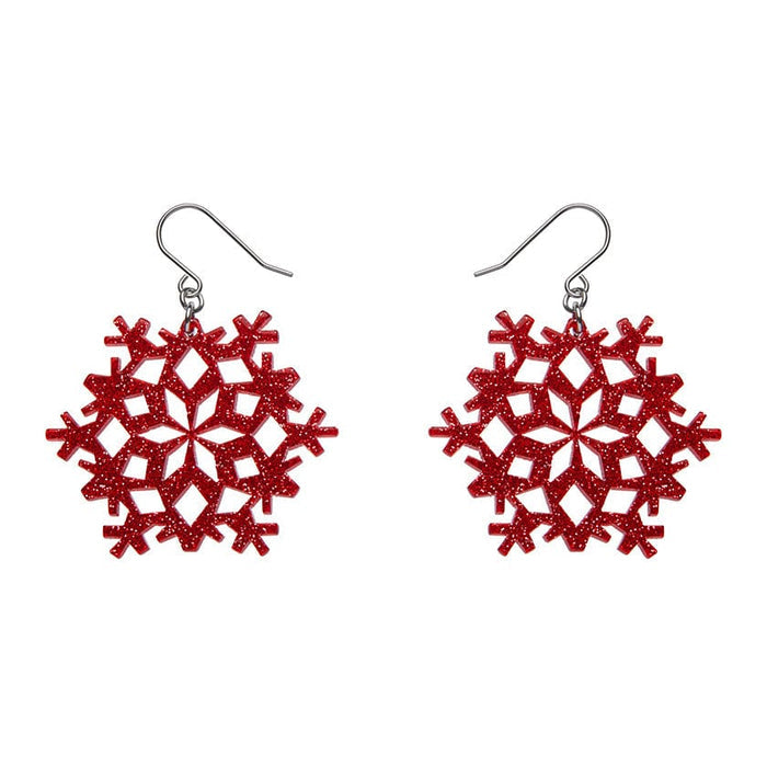 Erstwilder - Snowflake Ripple Drop Earrings - Red