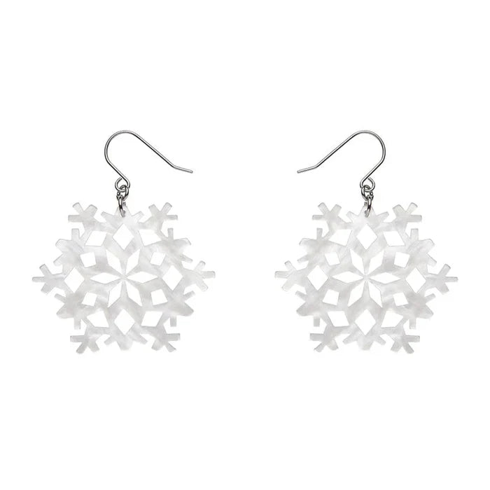 Erstwilder - Snowflake Ripple Drop Earrings - White