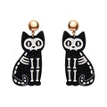 Erstwilder - Tabby Tombstone Skeleton Cat Ripple Statement Earrings - Black