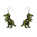 Erstwilder - Tyrannosaurus Dinosaur T-REX Chunky Glitter Resin Drop Earrings - Lime