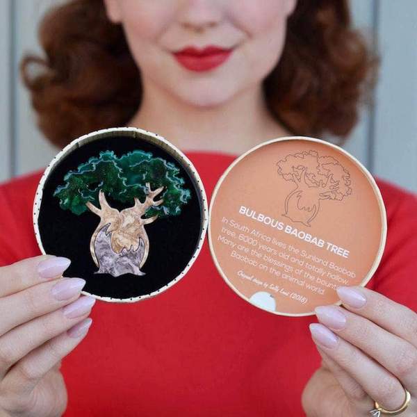 Erstwilder Bulbous Baobab Tree Brooch - Out of Africa (2018)