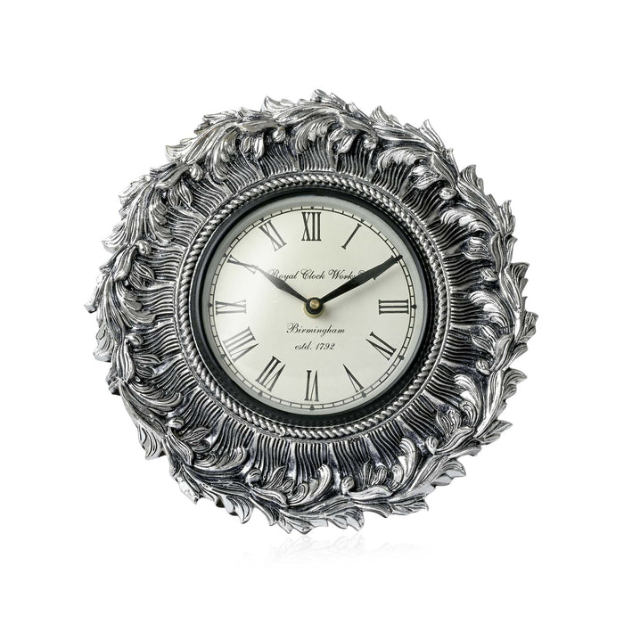 Feathered Leaf 999 Silver Circular Wall Clock