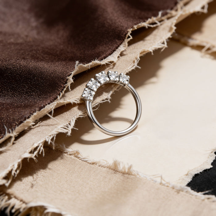 Five-Stone Zircon Helix Hoop Earring
