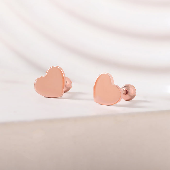 Flat Heart Stud Earring
