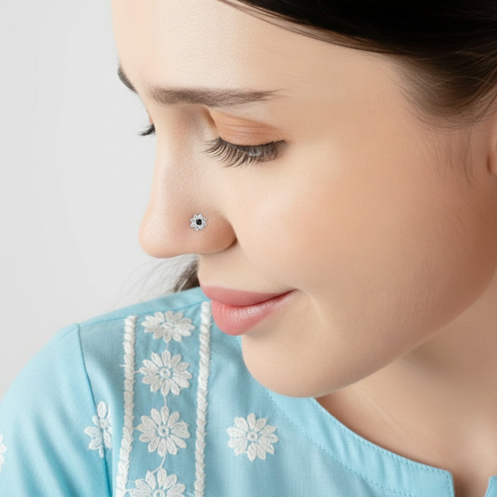 Floral Bloom Silver Nose Pin