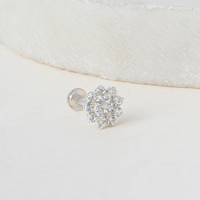 Floral Cluster Silver Nose Pin