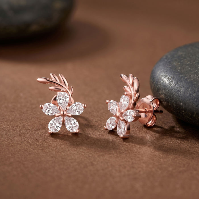 Floral CZ Stud Earrings