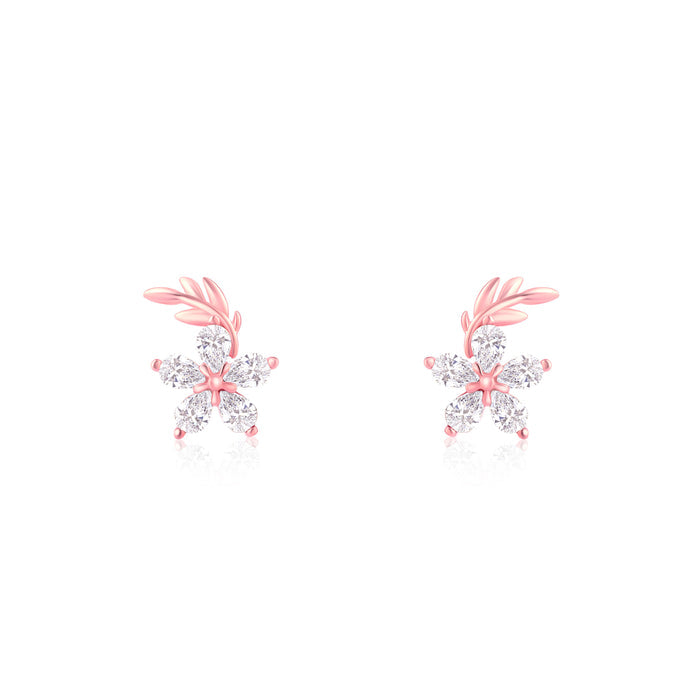 Floral CZ Stud Earrings