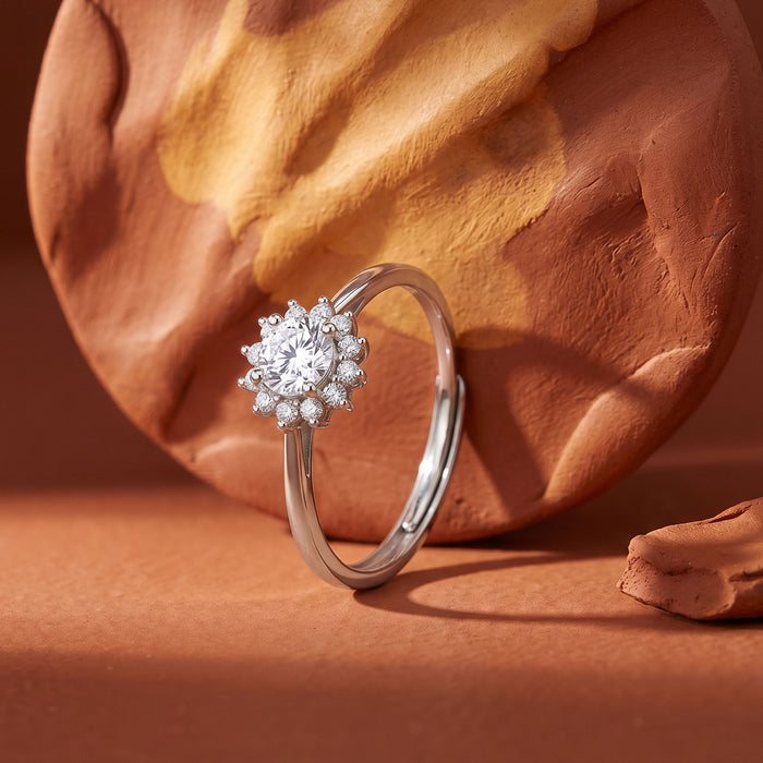 Floral Halo CZ Ring