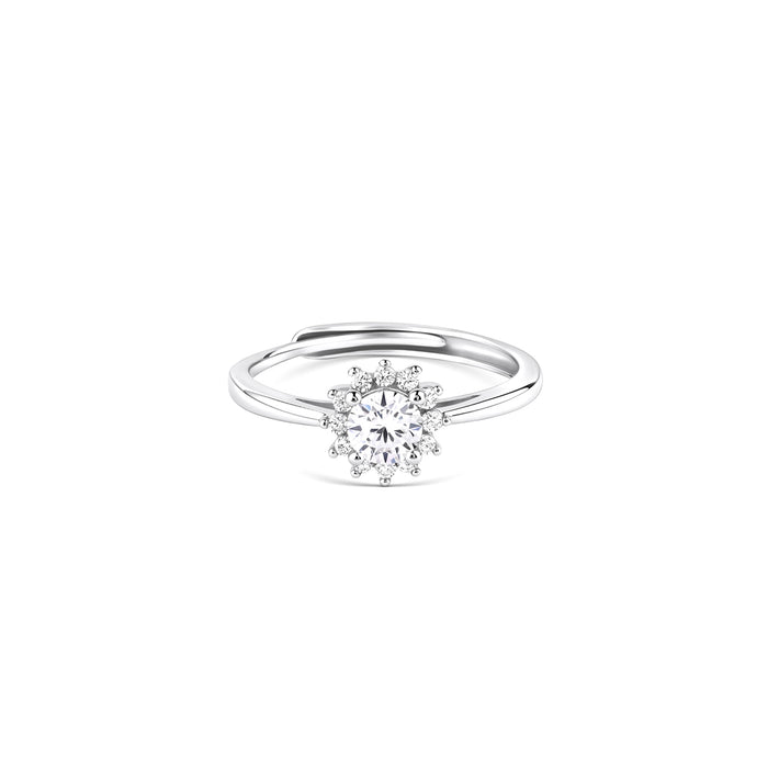 Floral Halo CZ Ring