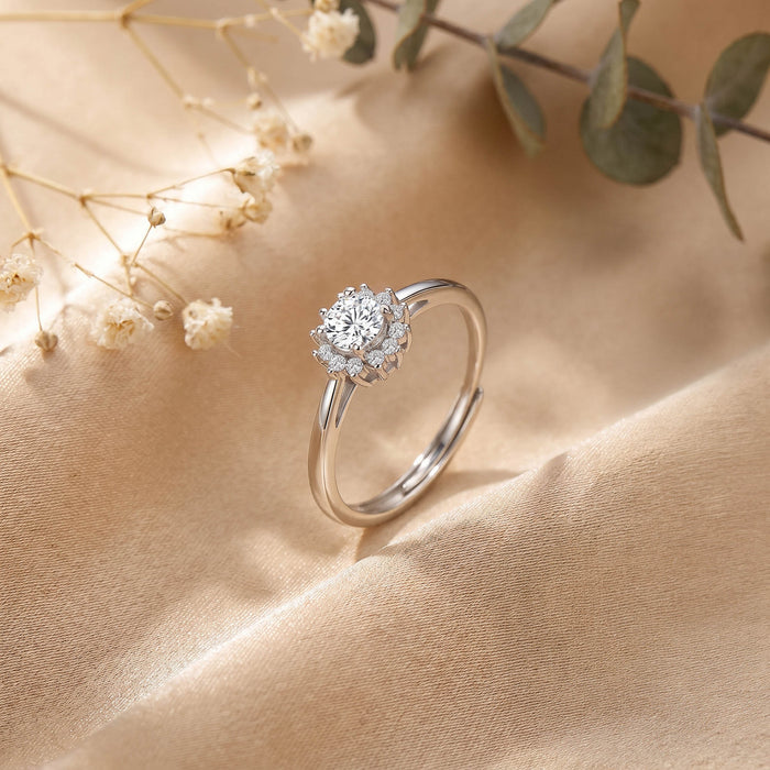 Floral Halo CZ Ring