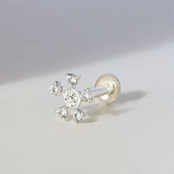 Floral Orbit Silver Nose Pin