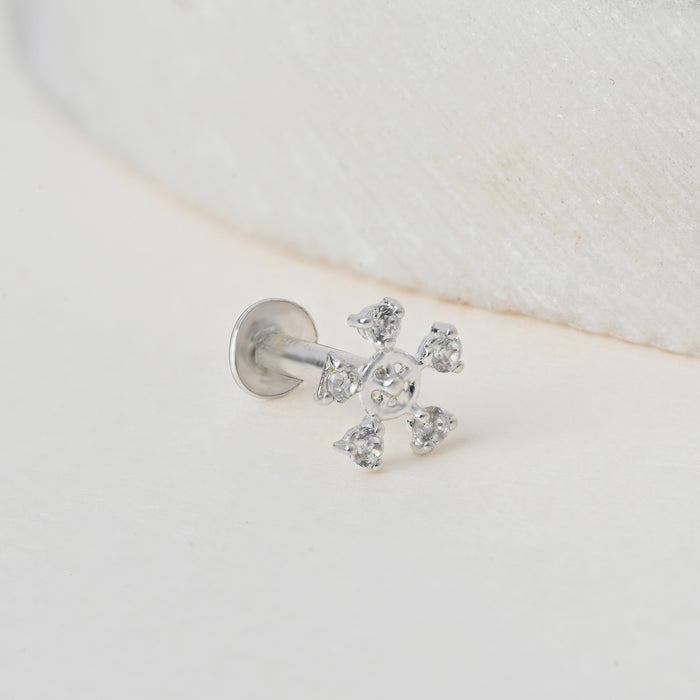 Floral Orbit Silver Nose Pin