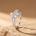 Floral Split Band Silver Ring