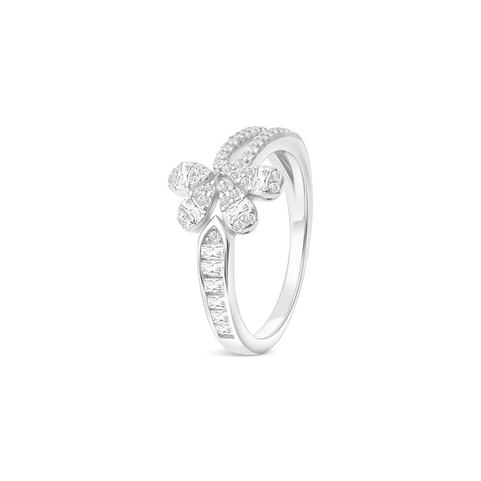 Floral Split Band Silver Ring