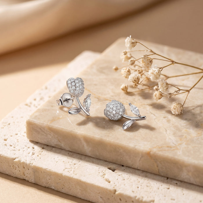 Floral Studs CZ Earrings