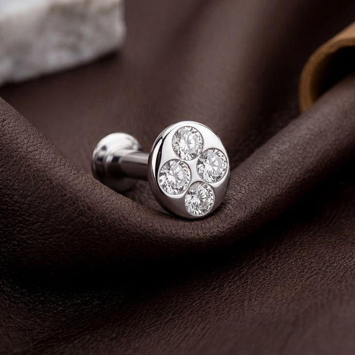 Four-Stone Quad Zircon Silver Stud