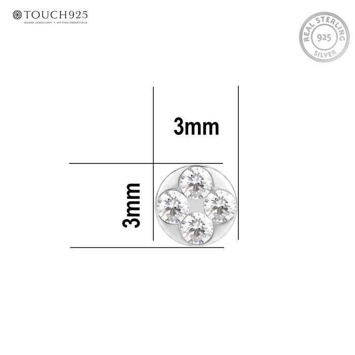 Four-Stone Quad Zircon Silver Stud