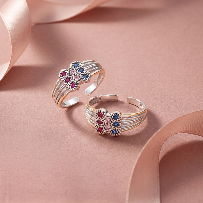 Geometric CZ Toe Ring